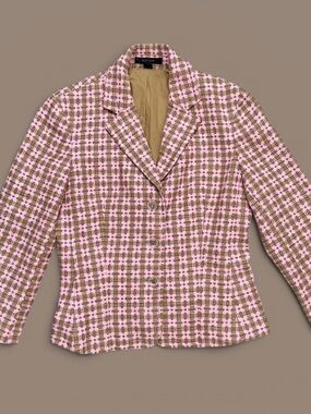 Vintage Express Blazer Suit Jacket Patterned Pink 4
